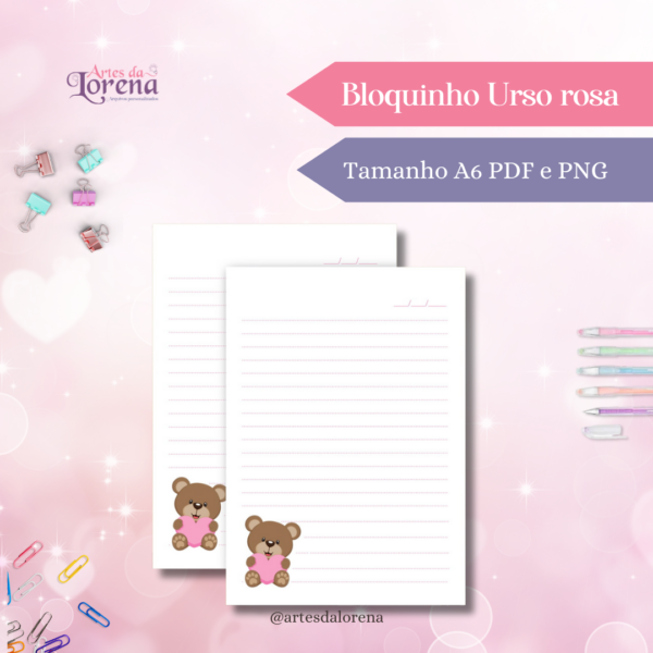 Bloquinho Urso Rosa - Imagem 3