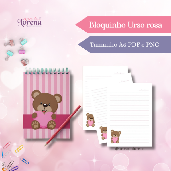 Bloquinho Urso Rosa - Imagem 2